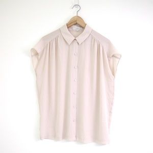 LOFT short sleeve button up blouse neutral S